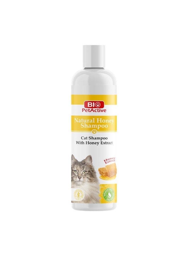 Bio PetActive Natural Honey Cat Shampoo Gentle Cleansing Formula with Honey Extract for Soft, Shiny and Healthy Fur