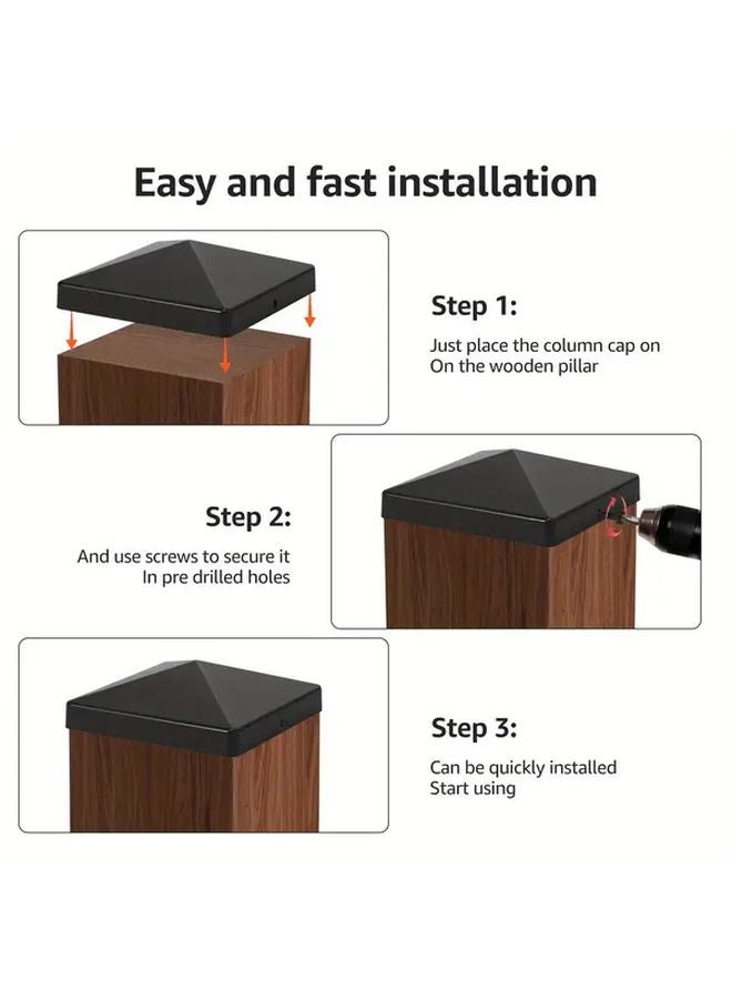 10pcs Black Pyramid Fence Post Caps For 4x4 Wood Posts No Drill Easy Installation - Image 4