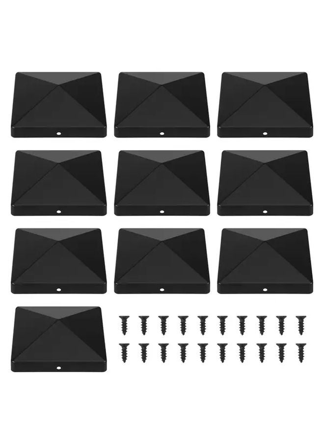 10pcs Black Pyramid Fence Post Caps For 4x4 Wood Posts No Drill Easy Installation - Image 1