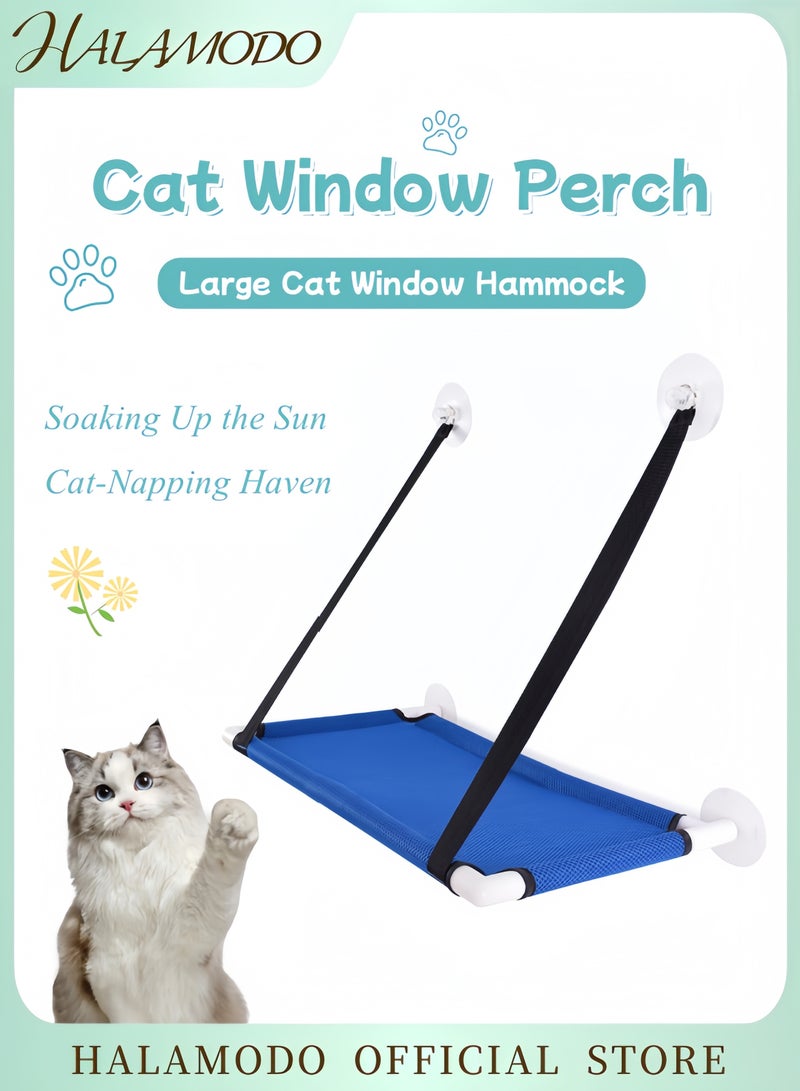 Cat Window Perch Large Cat Hammock with Strong Suction Cups Sturdy Window Seat for Cats Comfortable Resting Spot for Large and Medium Cats Indoor Cat Bed - Image 1
