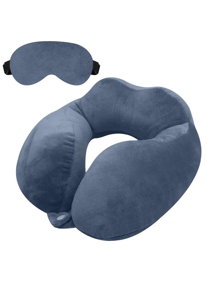 GREELI Rover Neck Pillow - Soft Fiber Filled Travel Neck Rest with Snap Button, Plush Fabric, Neck Support for Flight, Bus, Car, Neck Pillow for Neck Pain Relief (Grey with Eye Mask) - Image 1