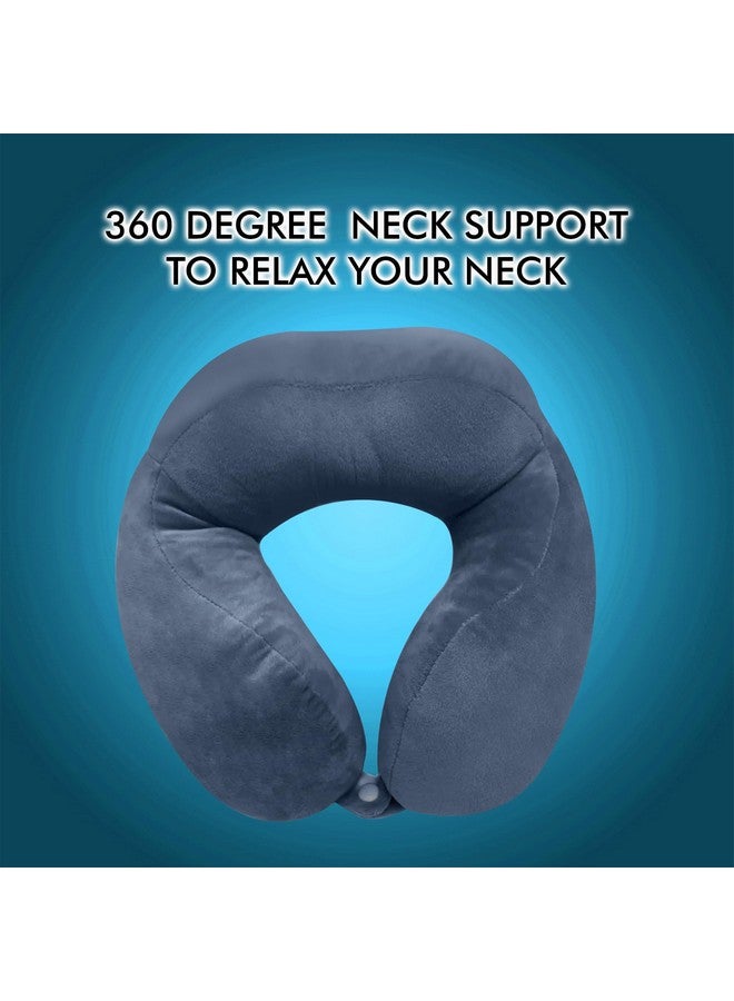 GREELI Rover Neck Pillow - Soft Fiber Filled Travel Neck Rest with Snap Button, Plush Fabric, Neck Support for Flight, Bus, Car, Neck Pillow for Neck Pain Relief (Grey with Eye Mask) - Image 2