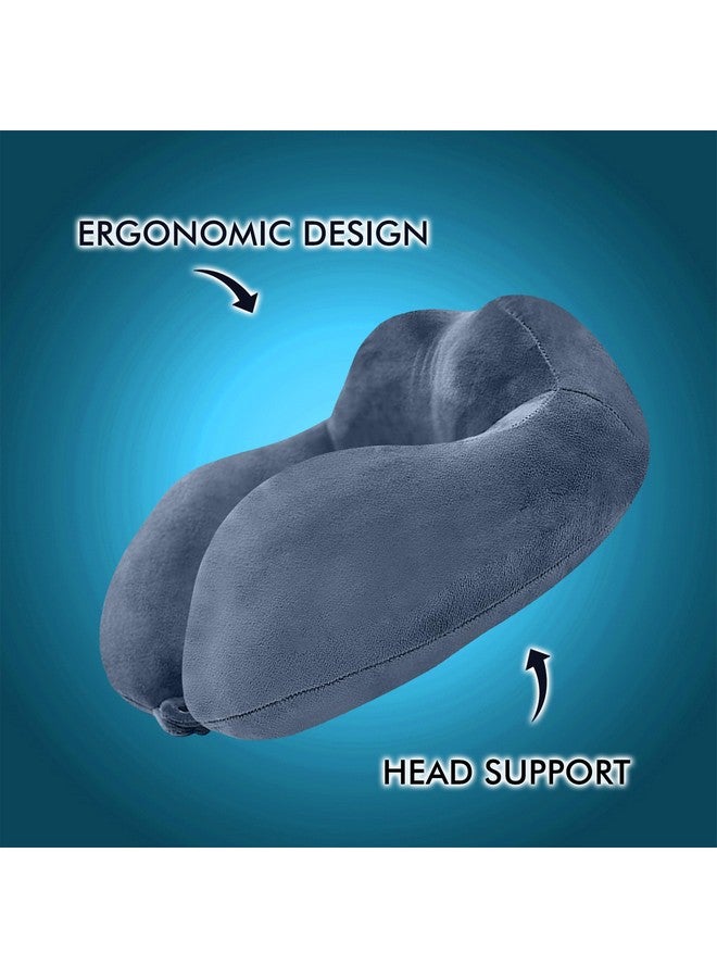 GREELI Rover Neck Pillow - Soft Fiber Filled Travel Neck Rest with Snap Button, Plush Fabric, Neck Support for Flight, Bus, Car, Neck Pillow for Neck Pain Relief (Grey with Eye Mask) - Image 3