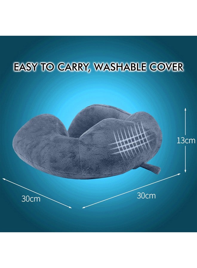 GREELI Rover Neck Pillow - Soft Fiber Filled Travel Neck Rest with Snap Button, Plush Fabric, Neck Support for Flight, Bus, Car, Neck Pillow for Neck Pain Relief (Grey with Eye Mask) - Image 4