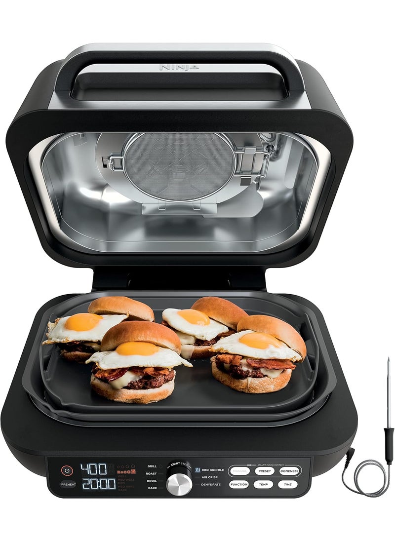 Ninja Ninja IG651 Foodi Smart XL Pro 7in1 Indoor GrillGriddle Combo use Opened or Closed Air Fry Dehydrate  More Pro Power Grate Flat Top Crisper Smart Thermometer Black  - Image 1