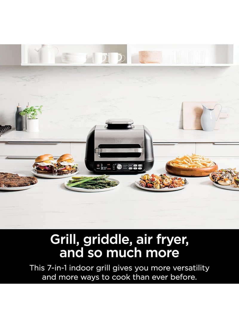 Ninja Ninja IG651 Foodi Smart XL Pro 7in1 Indoor GrillGriddle Combo use Opened or Closed Air Fry Dehydrate  More Pro Power Grate Flat Top Crisper Smart Thermometer Black  - Image 2