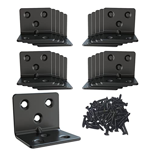 Aufuga Black Stainless Steel Shelf Bracket,Joint Right Angle Bracket,L Shape Heavy Duty Metal Corner Brace Shelf Supporter for Wood Aufuga (Black_1.5x1.2x1.2inch, 16pcs) - Image 1