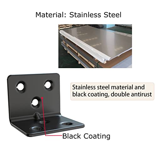 Aufuga Black Stainless Steel Shelf Bracket,Joint Right Angle Bracket,L Shape Heavy Duty Metal Corner Brace Shelf Supporter for Wood Aufuga (Black_1.5x1.2x1.2inch, 16pcs) - Image 5