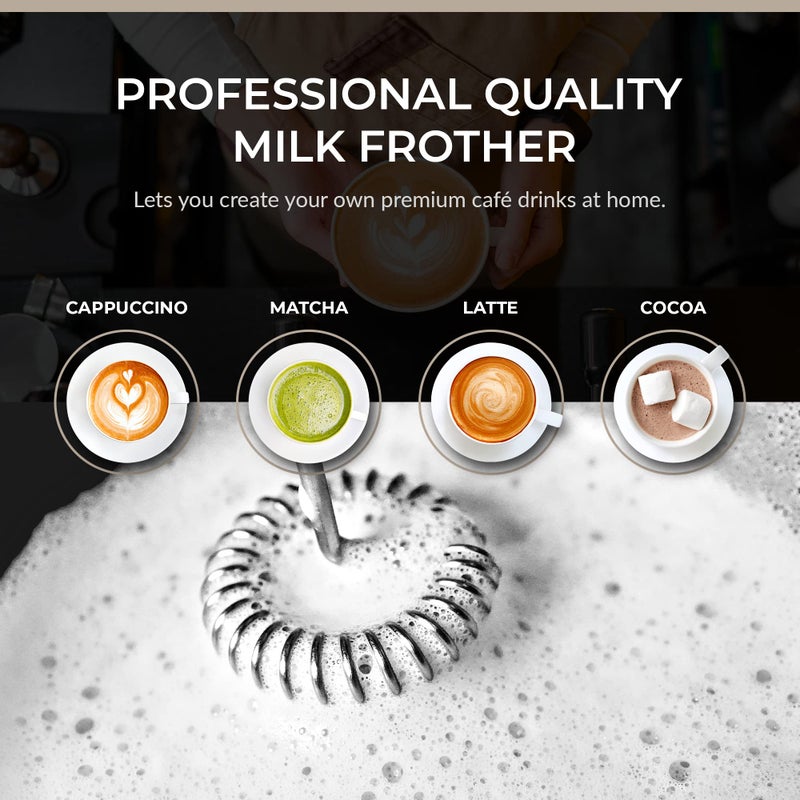 ChefWave ChefWave Handheld Milk Frother (Black) with Stand  - Image 3