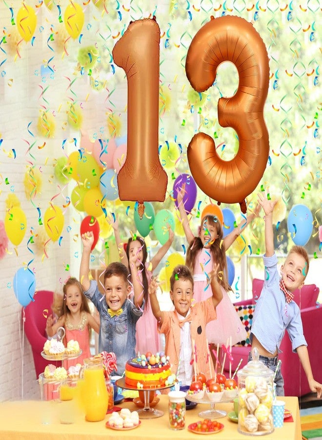 WEIKA 40 Inch Orange Foil Mylar 13 Number Balloon | 2 Pack | 13th Birthday Decorations for Girls and Boys | Wedding - Image 3