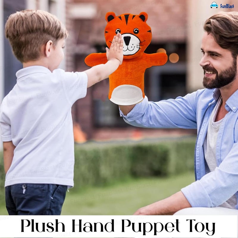 FunBlast Hand Puppets for Kids - Soft Puppets, Story Telling Puppet Toy, Plush Animals Puppet, Fun Play Learning Toys - Multicolor (Tiger) - Image 3