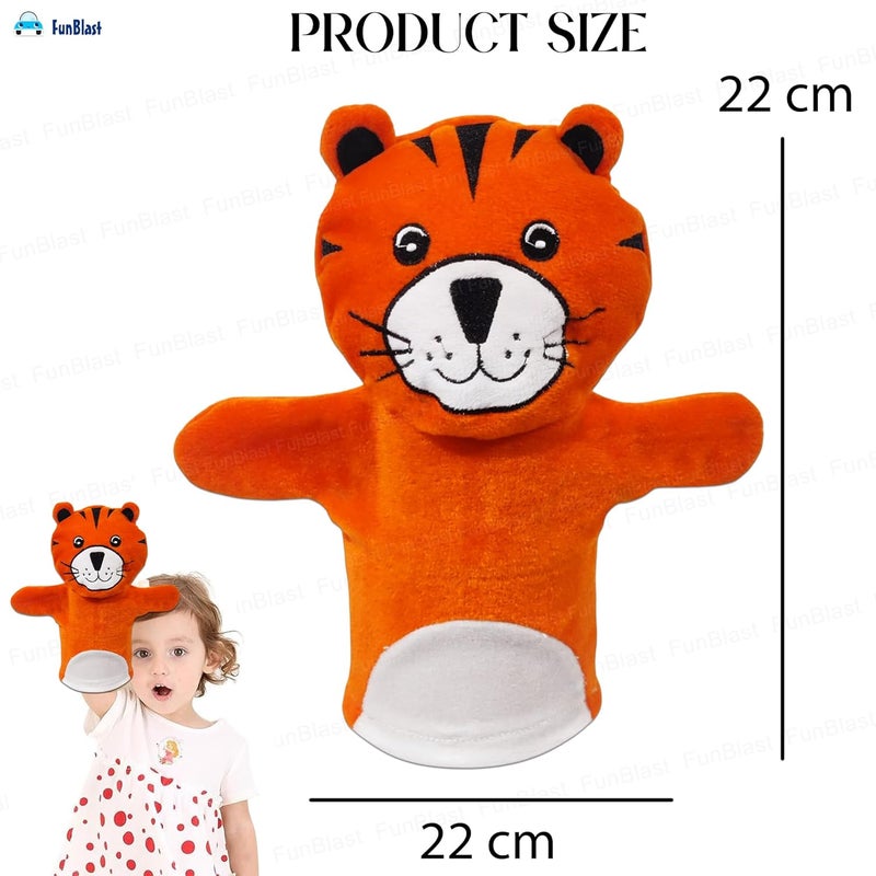 FunBlast Hand Puppets for Kids - Soft Puppets, Story Telling Puppet Toy, Plush Animals Puppet, Fun Play Learning Toys - Multicolor (Tiger) - Image 2