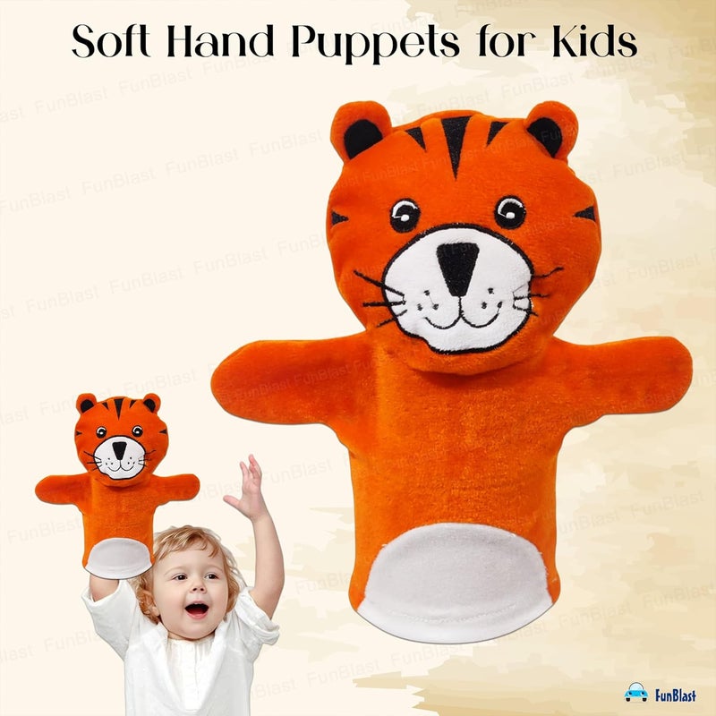 FunBlast Hand Puppets for Kids - Soft Puppets, Story Telling Puppet Toy, Plush Animals Puppet, Fun Play Learning Toys - Multicolor (Tiger) - Image 4