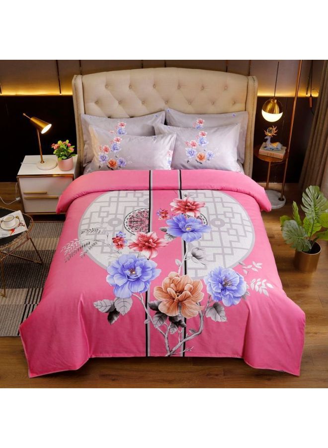 Thickened Large Edition Flower Sanding Skin-Friendly Non-Cotton Four-Piece Set Single And Double Bed Sheet Quilt Cover Dormitory Three-Piece Set Bed Dream Domain-Color:Tb*028* Yingshan Red-Specifications:Quilt Cover 1.5*2.0+sheet+pillowcase*1 - Image 4