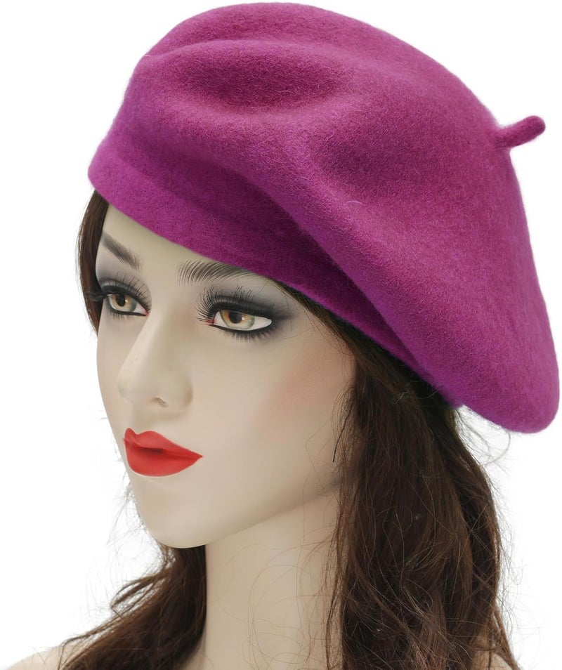 ZLYC Wool French Beret Hat Solid Color Beret Cap for Women Girls - Image 2