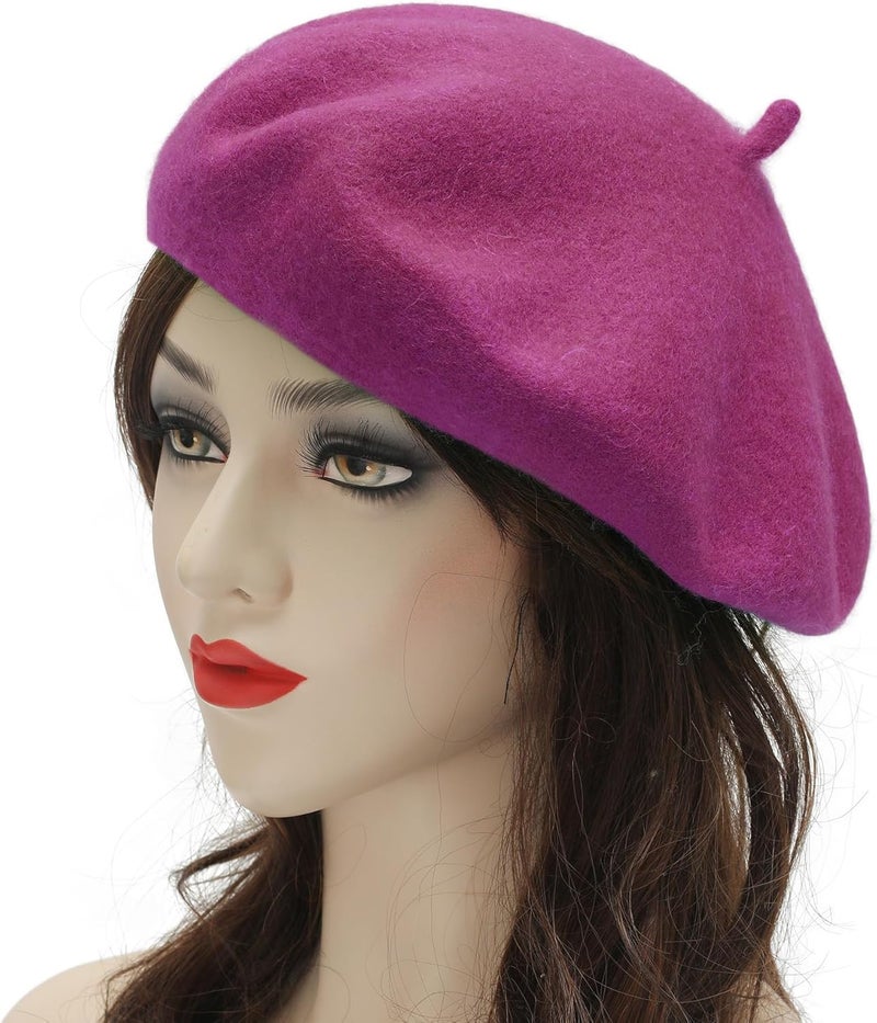 ZLYC Wool French Beret Hat Solid Color Beret Cap for Women Girls - Image 3