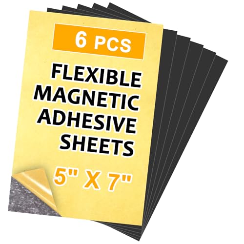 Towjug Flexible Magnet Adhesive Sheets, 5" x 7", 6 PCS, Magnetic Paper for Postcards Photos Display - Image 1