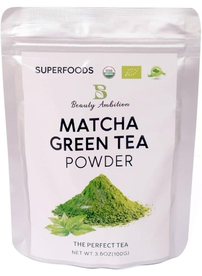 BEAUTY AMBITION Beauty Ambition Matcha Green Tea Powder – Superfood for Energy, Fat Loss & Skin Health - 100g  - Image 1