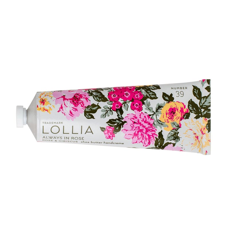 LOLLIA Always in Rose Handcreme, 4 oz., Rose & Hibiscus Scented Hand Cream for Women, Moisturizing Luxury Skin Care for Dry Hands with Shea Butter & Cocoa Butter, Quick Absorbing Lotion - Image 1