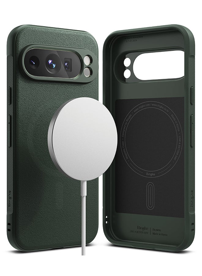 Onyx Magnetic For Google Pixel 9 Pro Enhanced Grip Tough Flexible TPU Shockproof Rugged TPU Bumper Drop Protection Phone Cover - Dark Green