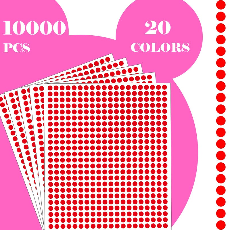 YSHIHE 10000 PCS Red Dot Stickers 1/4" Round Circle Dot Stickers Tiny Mini Little Colored Coding Labels for Office,Classroom - Image 3