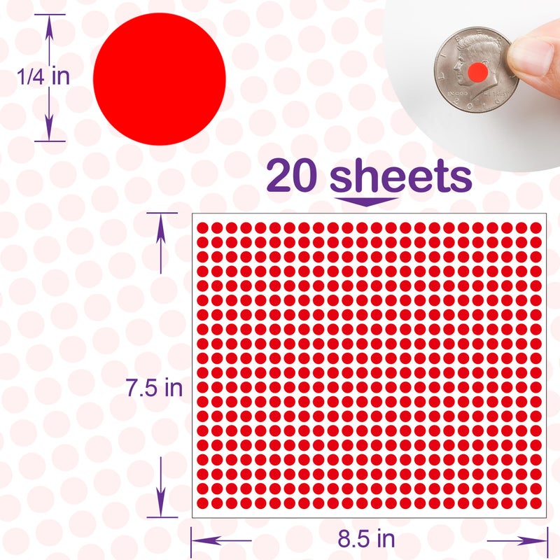 YSHIHE 10000 PCS Red Dot Stickers 1/4" Round Circle Dot Stickers Tiny Mini Little Colored Coding Labels for Office,Classroom - Image 2