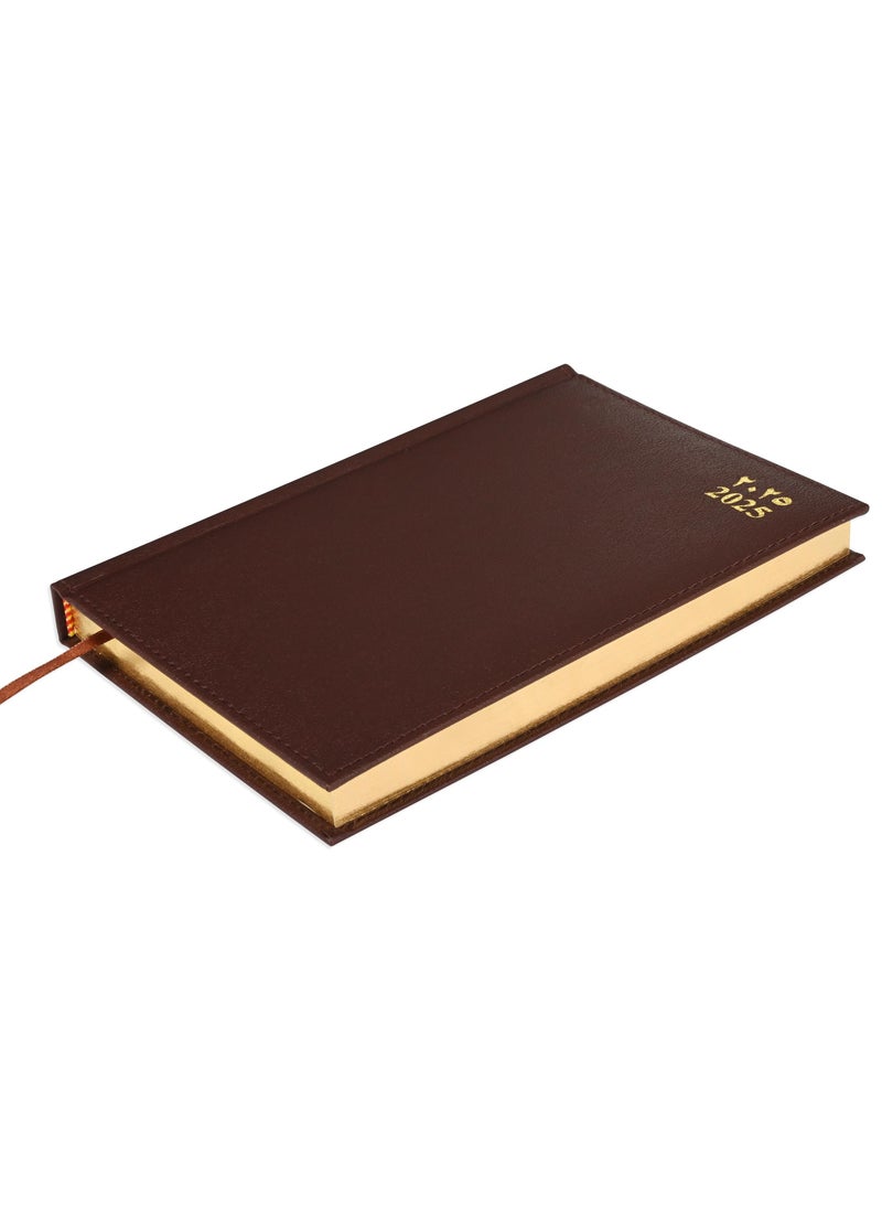 FIS FIS Golden A5 Diary 2025 (Arabic/English) Dark Brown - FSDI26AEG25DBR  - Image 1