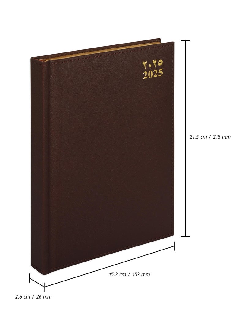 FIS FIS Golden A5 Diary 2025 (Arabic/English) Dark Brown - FSDI26AEG25DBR  - Image 4