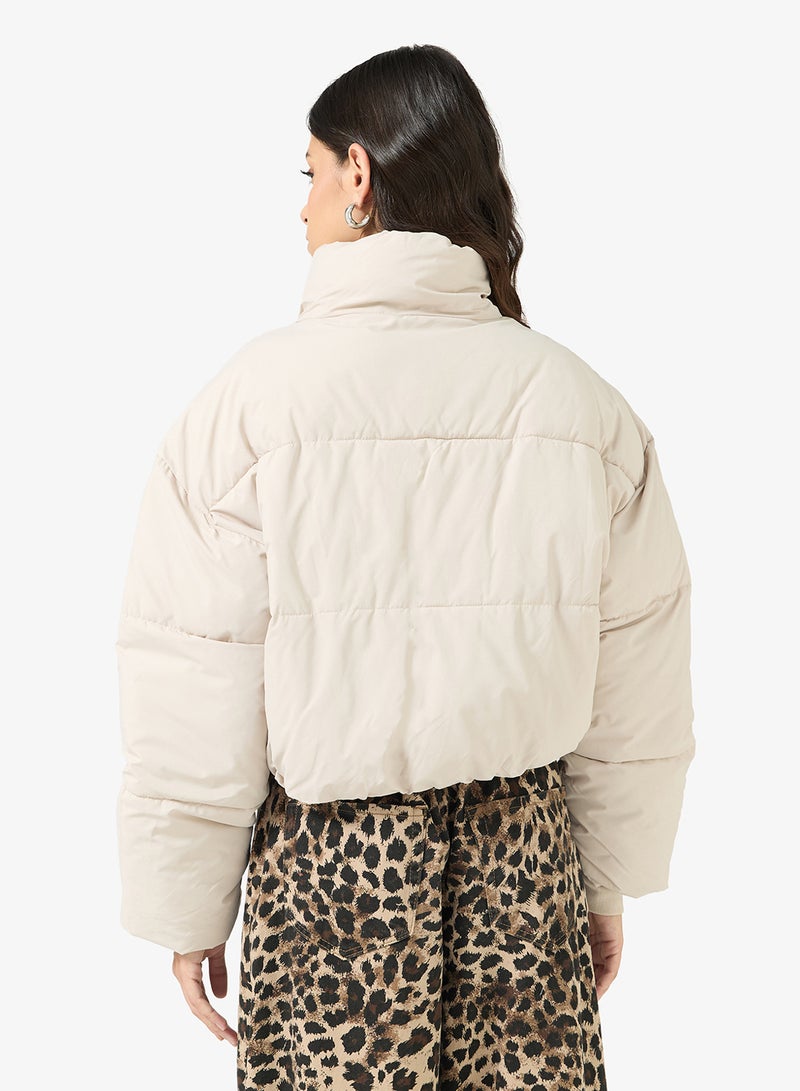 جينجر جاكيت مبطن بسحاب ورقبة عالية - Image 2