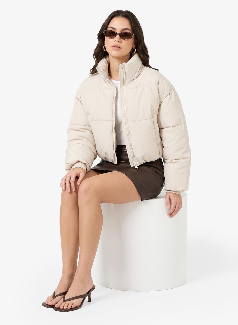 Ginger High Neck Zip Up Quilted Jacket - Image 1