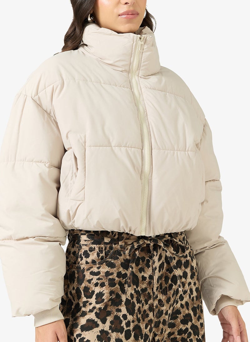 Ginger High Neck Zip Up Quilted Jacket - Image 4