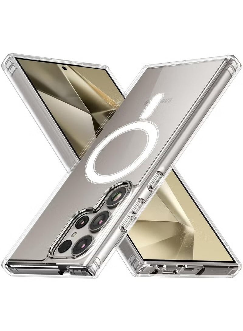 Samsung S24 Ultra Magsafe Case 2024 [Upgraded Build in N52 Magnets] Slim Thin Magnetic Cover Anti Yellowing Anti Scratch Hard Back Crystal Clear - Image 1