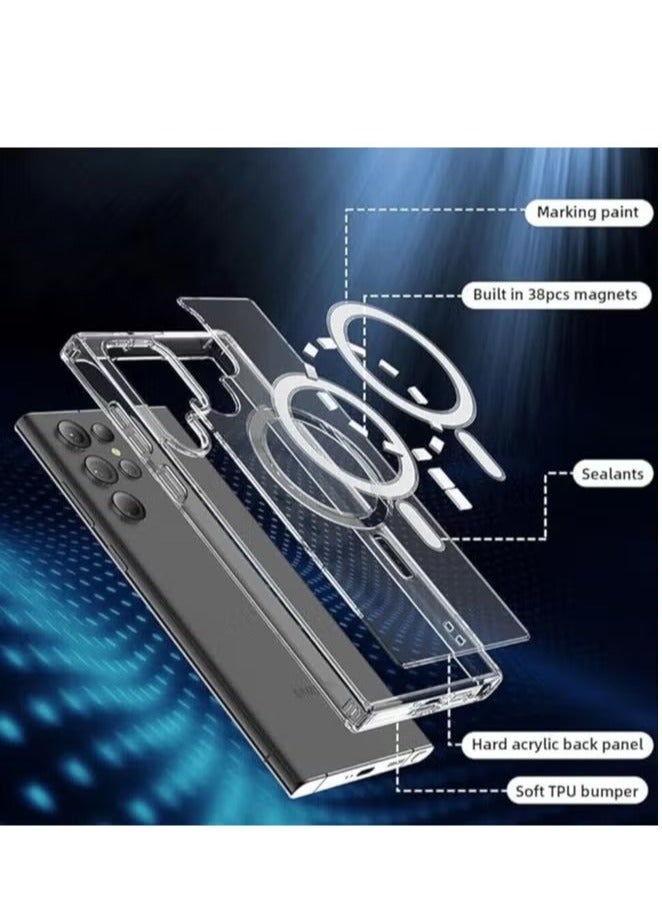 Samsung S24 Ultra Magsafe Case 2024 [Upgraded Build in N52 Magnets] Slim Thin Magnetic Cover Anti Yellowing Anti Scratch Hard Back Crystal Clear - Image 2