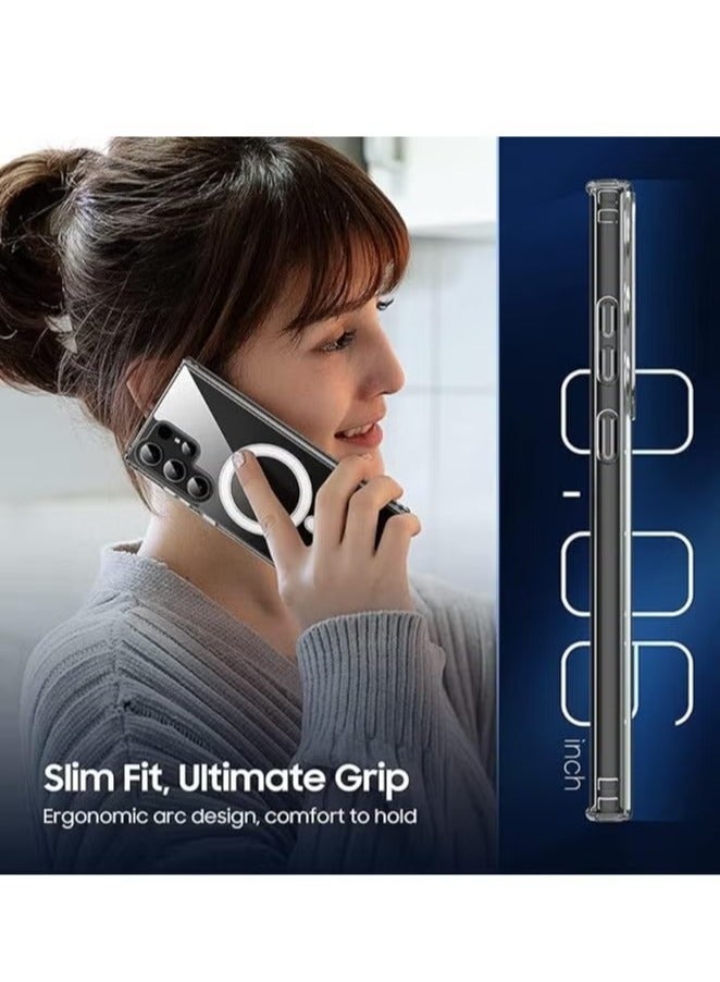 Samsung S24 Ultra Magsafe Case 2024 [Upgraded Build in N52 Magnets] Slim Thin Magnetic Cover Anti Yellowing Anti Scratch Hard Back Crystal Clear - Image 3