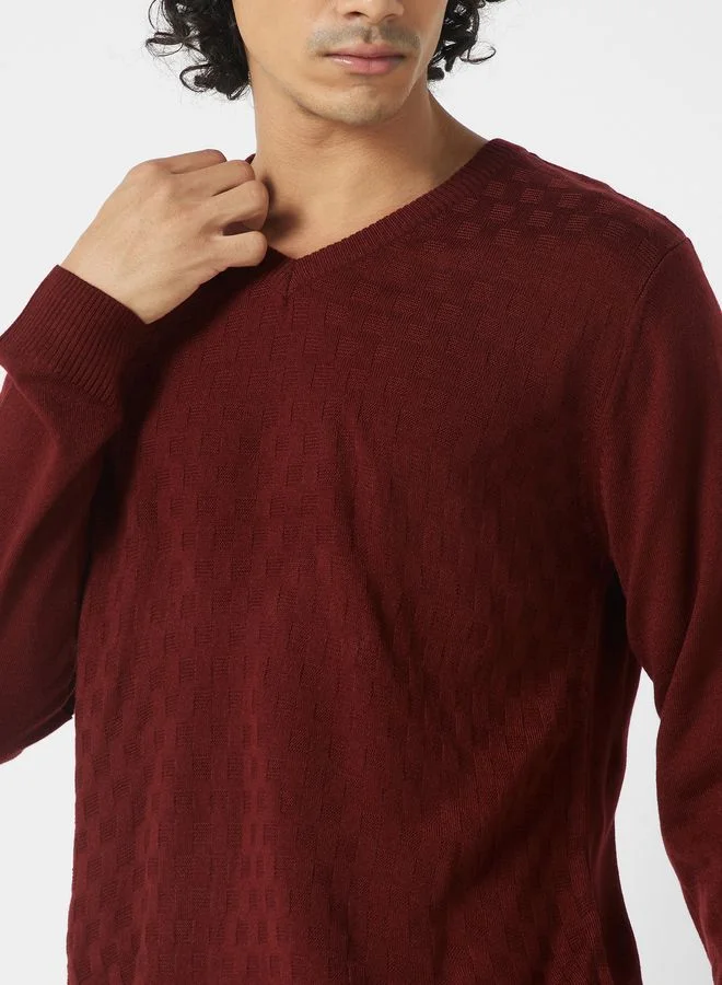 Robert Wood V Neck Texture Knit Sweater