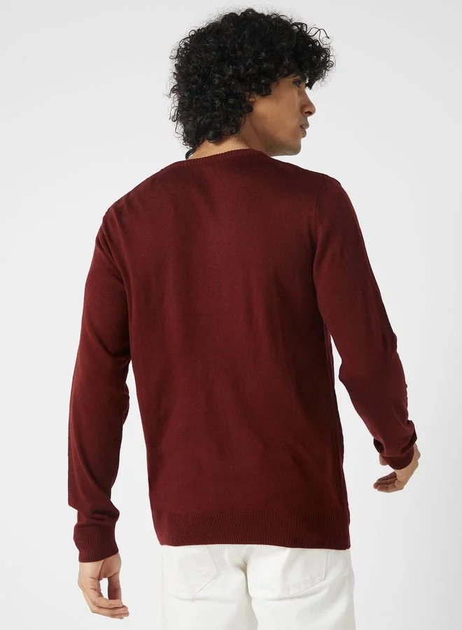 Robert Wood V Neck Texture Knit Sweater