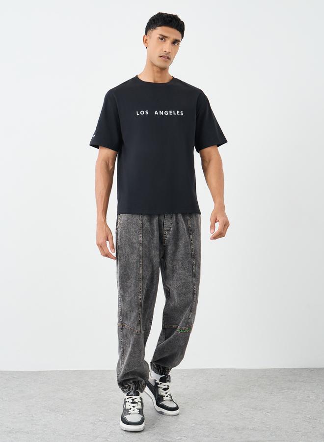 Styli Slogan Print Crew Neck Oversized T-Shirt - Image 2