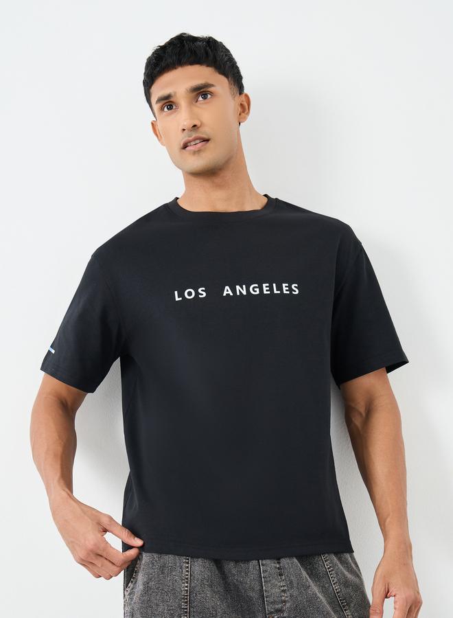 Styli Slogan Print Crew Neck Oversized T-Shirt - Image 1