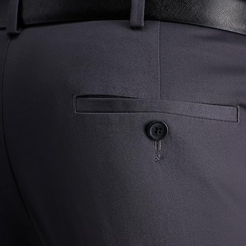 Haggar mens Premium No Iron Khaki Classic Fit Expandable Waist Flat Front Pant, Dark Grey, 34x29 - Image 2