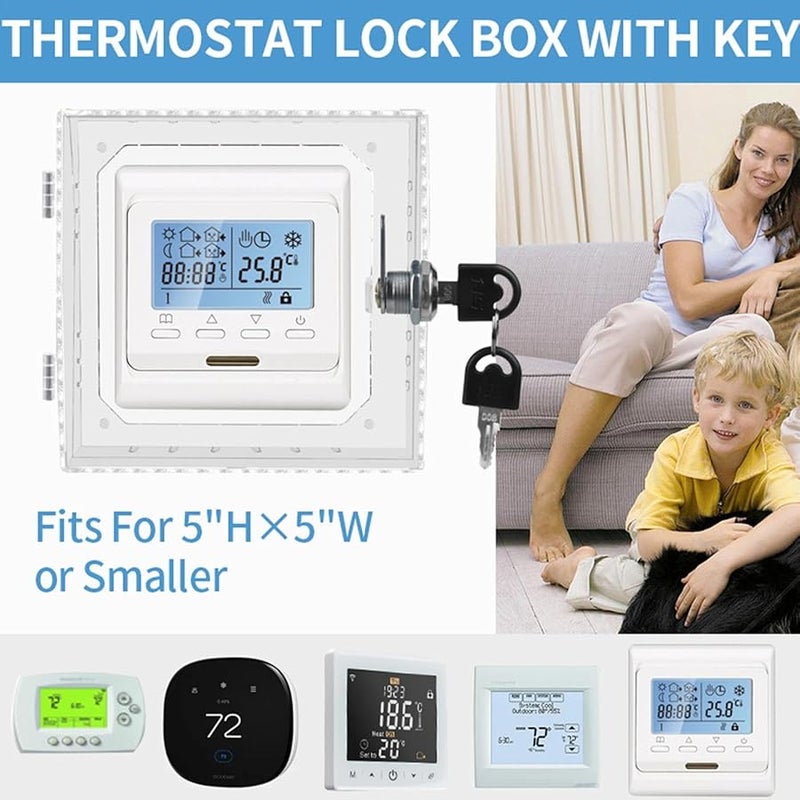 Large Lockable Thermostat Guard Box Wall Mounted Secure Cover - Image 4