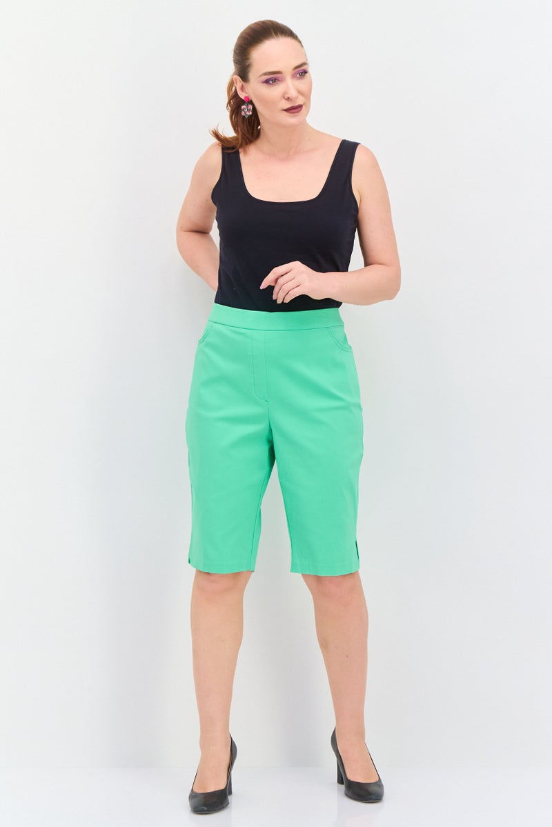 Alfred Dunner Women Plain Basic Shorts, Green - Image 4