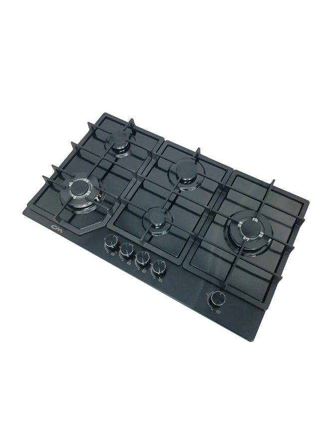 CM MAGIC Black 90cm Built-In Gas Hob – 5 Burner Matte Black LPG Cooktop with Flame Failure Safety Device - Image 2