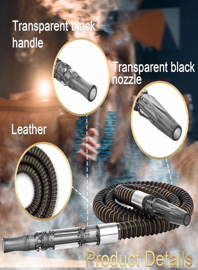 HOOWA 2 Pack Hookah Hose Washable 39'' Shisha Hose Acrylic Handle Leather Wrapped Pipe For Small Hookah Set (Black2) - Image 3