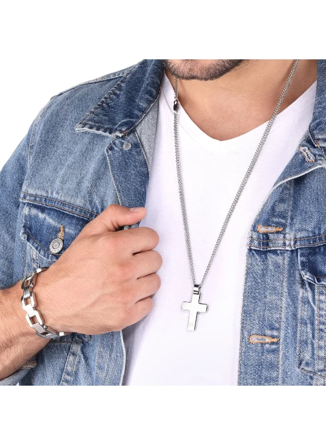 POLICE Gear Shiny Silver Foldable Bracelet for Men S