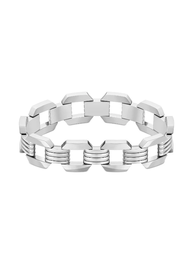 POLICE Gear Shiny Silver Foldable Bracelet for Men S