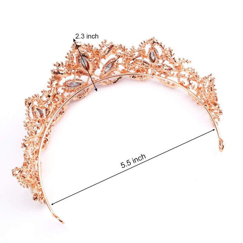 Exacoo Rose Gold Tiara Wedding Tiaras and Crowns for Women Rhinestone Queen Tiara for Women Princess Crown Birthday Tiara Headbands for Wedding Prom Bridal Party Halloween Costume Christmas - Image 5