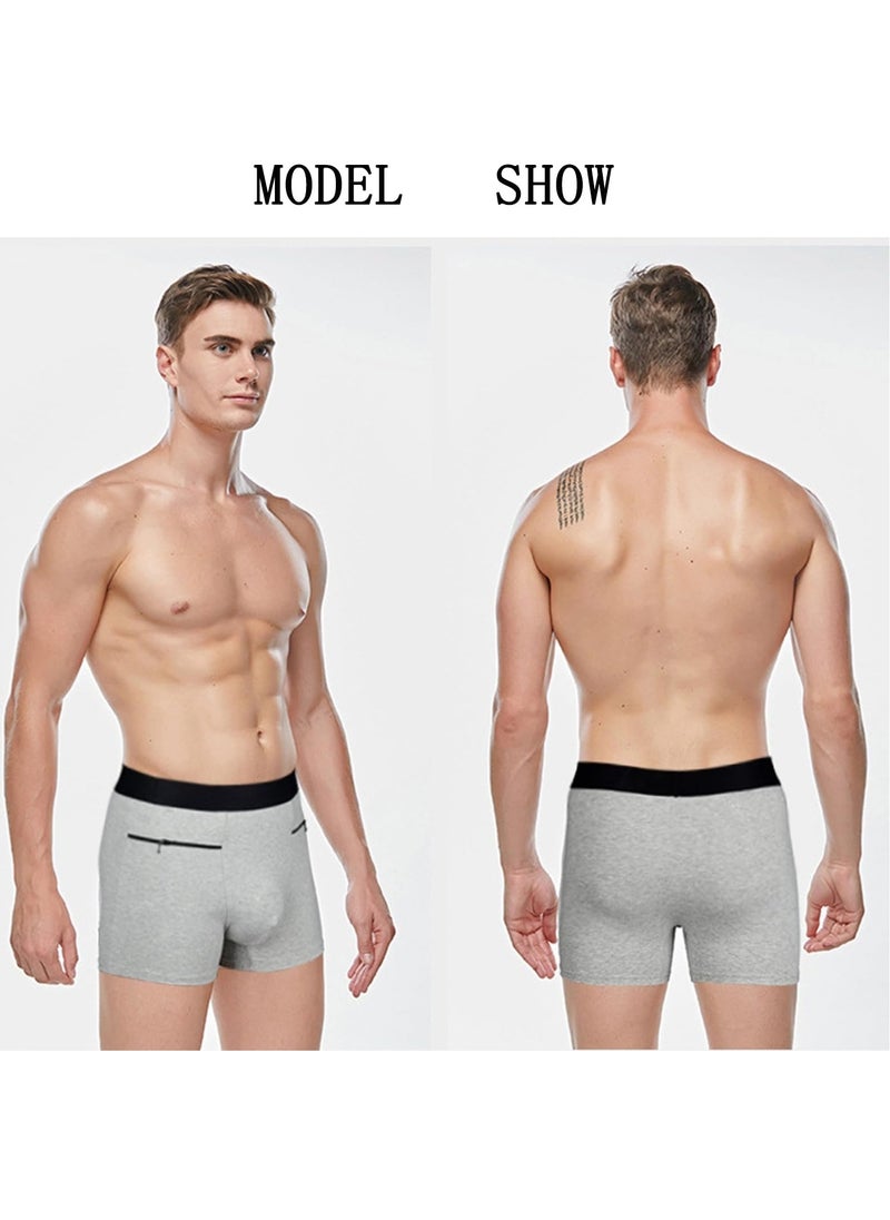 Generic - Men's Breathable Boxer Briefs with Hidden Pocket, 3 Pack Soft Moisture,Wicking Travel Underwear for Comfort (L) - Image 1