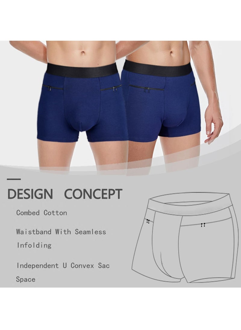 Generic - Men's Breathable Boxer Briefs with Hidden Pocket, 3 Pack Soft Moisture,Wicking Travel Underwear for Comfort (L) - Image 1