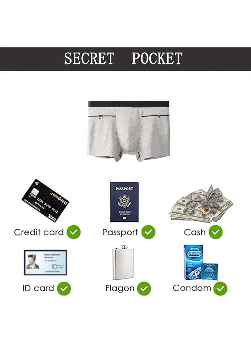 Generic - Men's Breathable Boxer Briefs with Hidden Pocket, 3 Pack Soft Moisture,Wicking Travel Underwear for Comfort (L) - Image 1