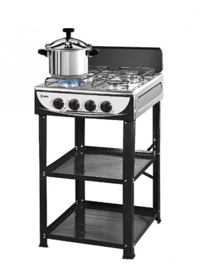 Black gas stove with four burners 
